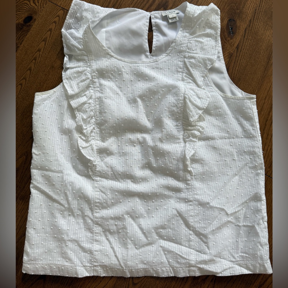 J. Crew White Textured Sleeveless Blouse